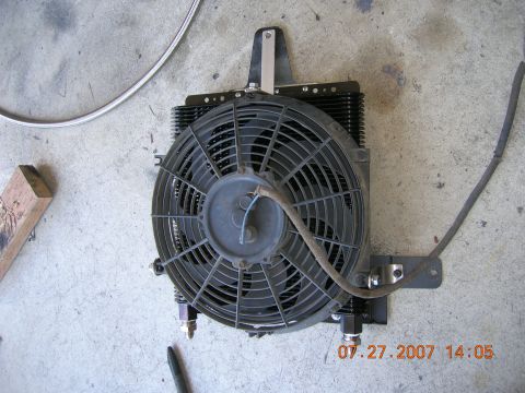 1996 Ford Bronco - Oil cooler and fan assembly, likely for an engine swap or upgrade.