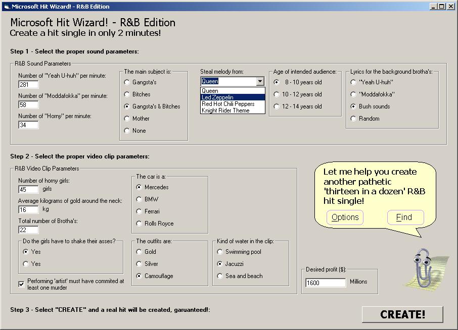 Screenshot of Microsoft Hit Wizard! R&B Edition software