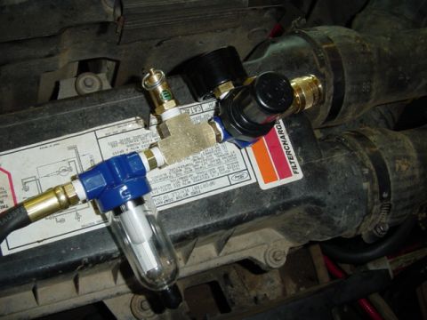 1989 Ford Bronco - This is all the fun stuff, The water/oil seperator, 150 PSI pop off valve, Regulator with guage, and the connector to hook up all the air t…