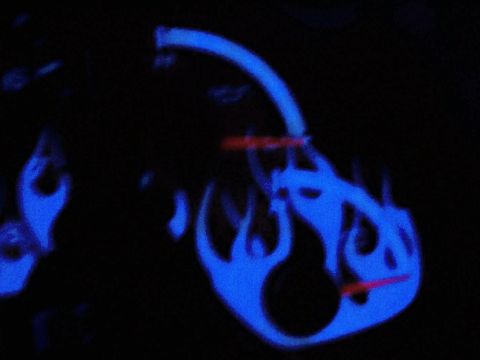 1994 Ford Probe - Custom blue flame graphics illuminate the dashboard gauges, obscuring specific year identification.