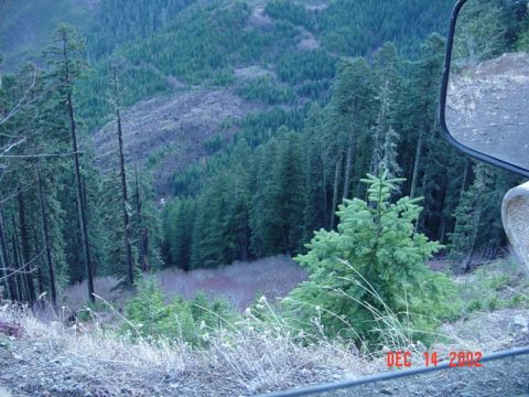 1989 Ford Bronco - Veiw of a dropoff on the way up the hill