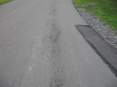 1992 Ford Crown Victoria - The road surface shows dark stains, suggesting a fluid leak or spill.