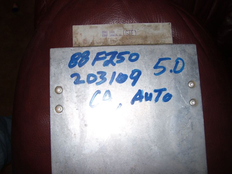 Electronic control unit labeled '88 F250 5.0 203109 CA Auto'