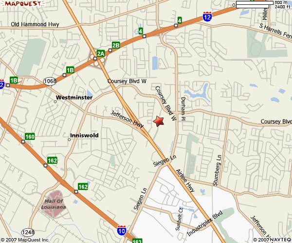 Map showing roads and locations like Westminster and Siegen Ln