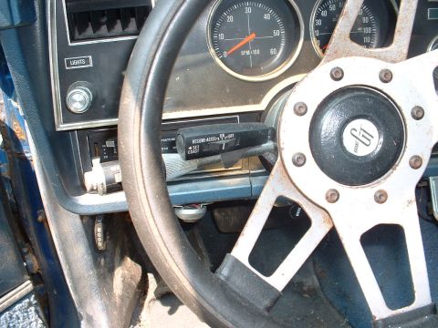 1978 Ford Mustang II - Interior view of a 1978 Ford Mustang II dashboard, highlighting the steering wheel and instrument cluster.