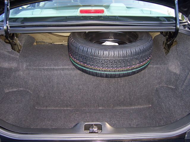 Trunk interior with spare tire. 2003 Ford Crown Victoria