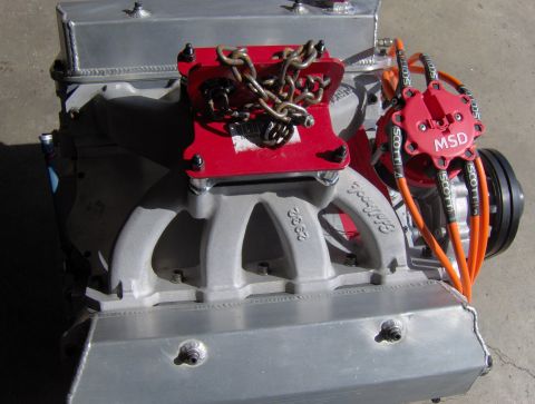 1978 Ford Bronco - This V8 engine features aftermarket performance parts like an MSD distributor and aluminum intake manifold.