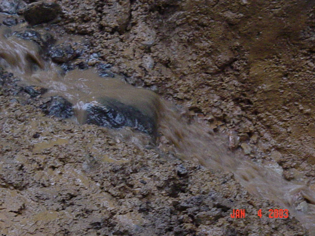 Running water in the ruts