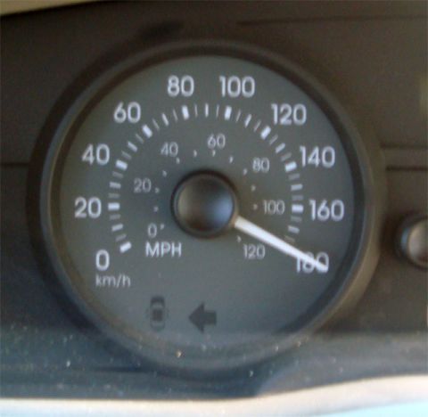 2007 Mercury Grand Marquis - The speedometer of a 2007 Mercury Grand Marquis reads 100 mph.