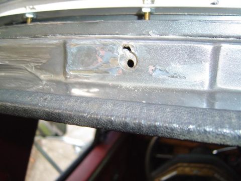 1986 Ford Bronco - These holes are striped and must be repaired before attaching/making the rail to hard top mount brackets.