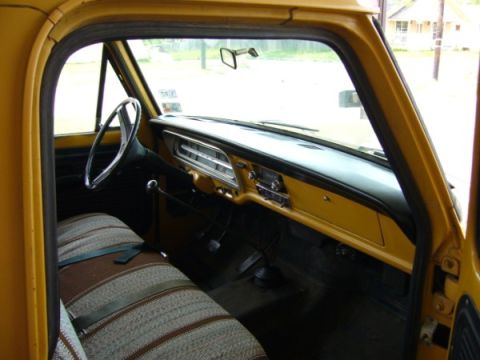 1971 Ford F-250 - view from passenger door, it has the brown saddle blanket seatcover which I will probably remove to see how bad the black vinyl seat is und…