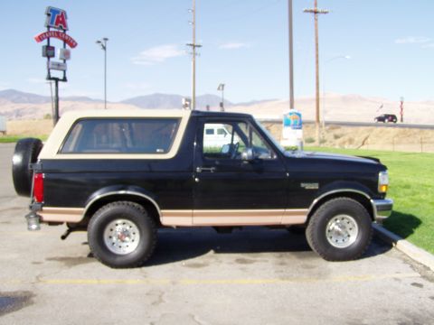 1994 Ford Bronco - This 1994 Ford Bronco is seen parked in a lot with a spare tire mounted on the back.