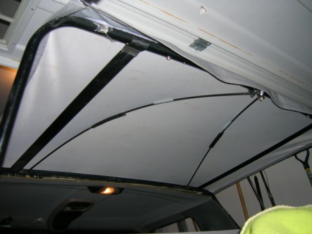 1995 Ford Bronco - The interior roof lining of a 1995 Ford Bronco, showing the support structure for the removable top.