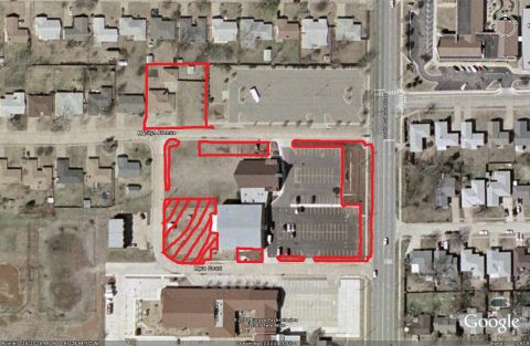 1965 Ford Mustang - This aerial photograph displays a suburban area with specific locations highlighted by red markings on a map.