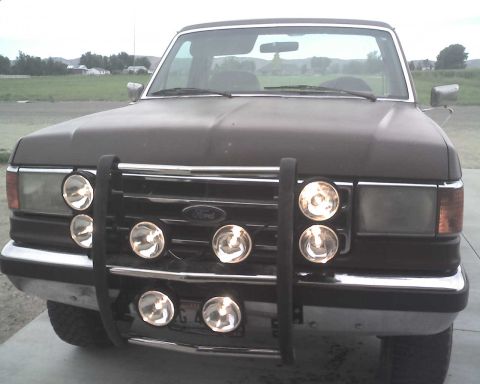 1990 Ford Bronco - Front view of a 1990 Ford Bronco, equipped with a brush guard and auxiliary lights.