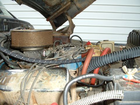 1978 Ford Bronco - Close-up view of the engine bay, showing various components and wiring.