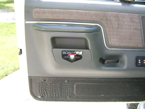 1991 Ford Bronco - Interior door panel detail with a Bassani emblem visible.