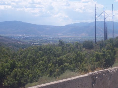 1972 Ford Ranchero - A wide view of a valley and mountains, with power lines visible on the right side.