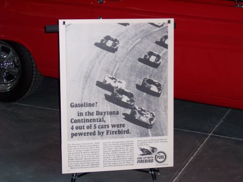 1972 Ford Ranchero - Advertisement for Firebird gasoline race cars on a track.