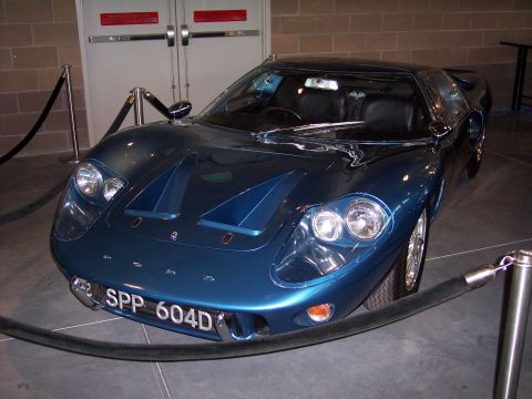 1972 Ford Ranchero - Front view of a blue Ford GT40 sports car on display.