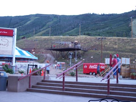 1972 Ford Ranchero - A red Coca-Cola trailer is visible at a ski resort with a ski lift and mountain in the background.
