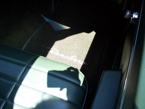 1972 Ford Ranchero - The floor mat inside the vehicle clearly displays the name 'Ranchero'.