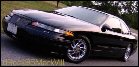 1996 Mercury Grand Marquis - A black Lincoln Mark VIII coupe is shown from a 3/4 front angle with chrome wheels.