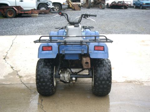 1991 Chevrolet Suburban - Rear view of a blue ATV with large knobby tires and cargo racks.