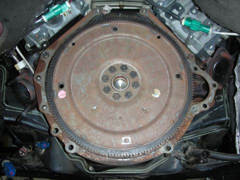 1992 Ford Crown Victoria - This photo shows the engine's flywheel, a critical component for power transmission.