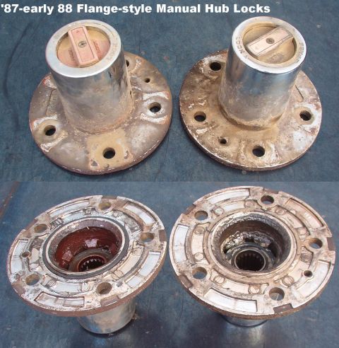 1983 Ford Bronco - Flange-style Hub Locks, a.k.a. TopHats Note the LACK of screws around the selector dial. --------------------------------------------------…