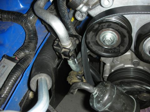 1998 Ford Crown Victoria - Engine bay components including a serpentine belt and various pulleys are visible.