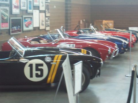 1972 Ford Ranchero - A row of classic convertible sports cars are displayed indoors, with artwork on the wall behind them.