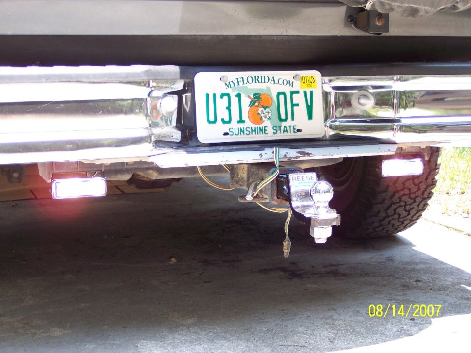 Auxiliary back-up lights; independently switched as well as wired to come on in reverse