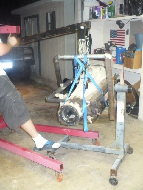 1995 Ford Bronco - The hoist hook and eye of the stand were at just the wrong angle when I put U into the stand, and let all the weight down, so I had to pull…