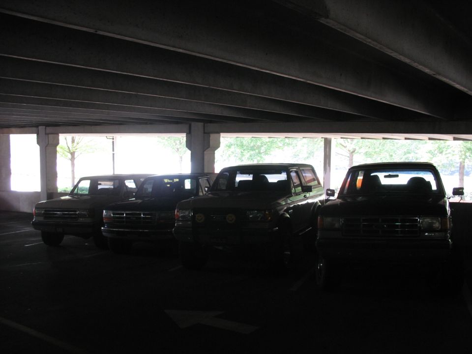 1995 Ford C-350 (Centurion Conversions) front view in a parking garage