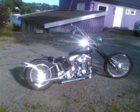 1972 Ford Ranchero - Lot off stailess steel 11" over 47 mod springer. 74 cid shovel from 77 modified. Dont look at the color of my house he he just have some fu…