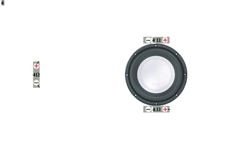 Infinity car subwoofer with 4 ohm impedance markings
