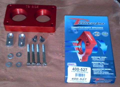 1990 Ford Bronco - PowerAid throttle body spacer kit, part number 400-527, includes hardware and instructions.