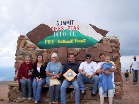1972 Ford Ranchero - A family poses for a photo at the summit of Pikes Peak, 14,110 ft.