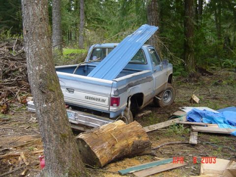 1989 Ford Bronco - Had to help a friend move a truck, he wrecked it then put it in the back yard in the woods.