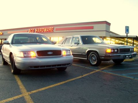 1988 Mercury Grand Marquis - may car and Andrew's Vic after a wash March. 07