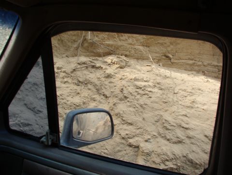 1983 Ford Bronco - One of several hills I DIDN'T make it up. The wall of the trail is almost touching the mirror.