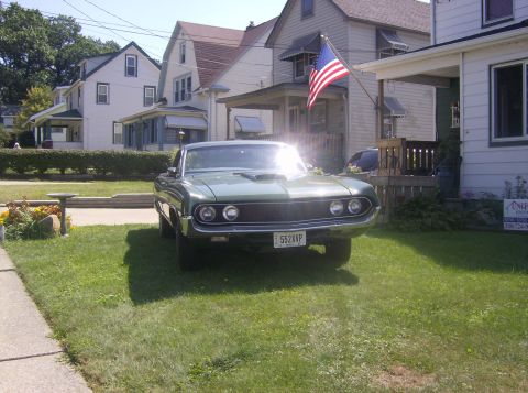1970 Ford Ranchero - Front view of a 1970 Ford Ranchero parked on a residential lawn.