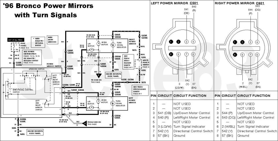 Wiring diagram for 1996 Bronco power mirrors with turn signals
