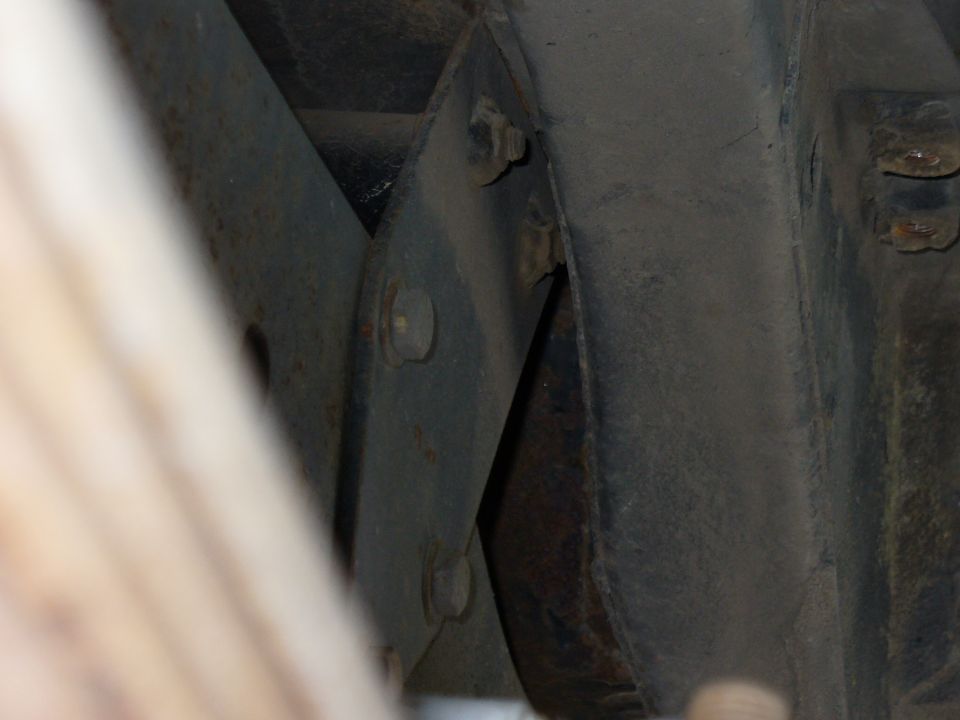 Rear shock mount bracket, close-up view