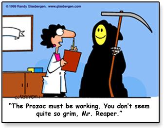 2006 Ford E350 - A doctor comments on the Grim Reaper's mood in this cartoon.