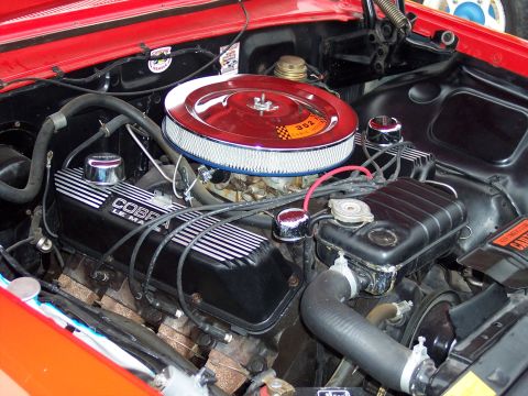 1972 Ford Ranchero - The engine bay of a 1972 Ford Ranchero features Cobra Le Mans valve covers and a 392 cubic inch air cleaner assembly.