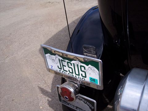 1972 Ford Ranchero - Colorado license plate with 'JESUS' and 'Christian Rodders & Racers Assoc' text.