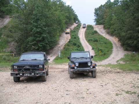 1993 Ford Bronco - At the bottom of ??? Hills. Hunter and a couple of Rovers are coming down.