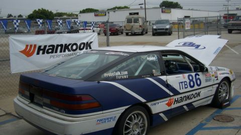 1990 Ford Probe - This 1990 Ford Probe is set up for racing, numerous sponsor decals and a roll cage.